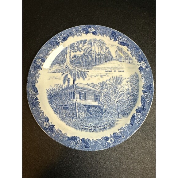 3 Alfred Meakin Blue Florida Souvenir Plates 7" - Picture 2 of 9